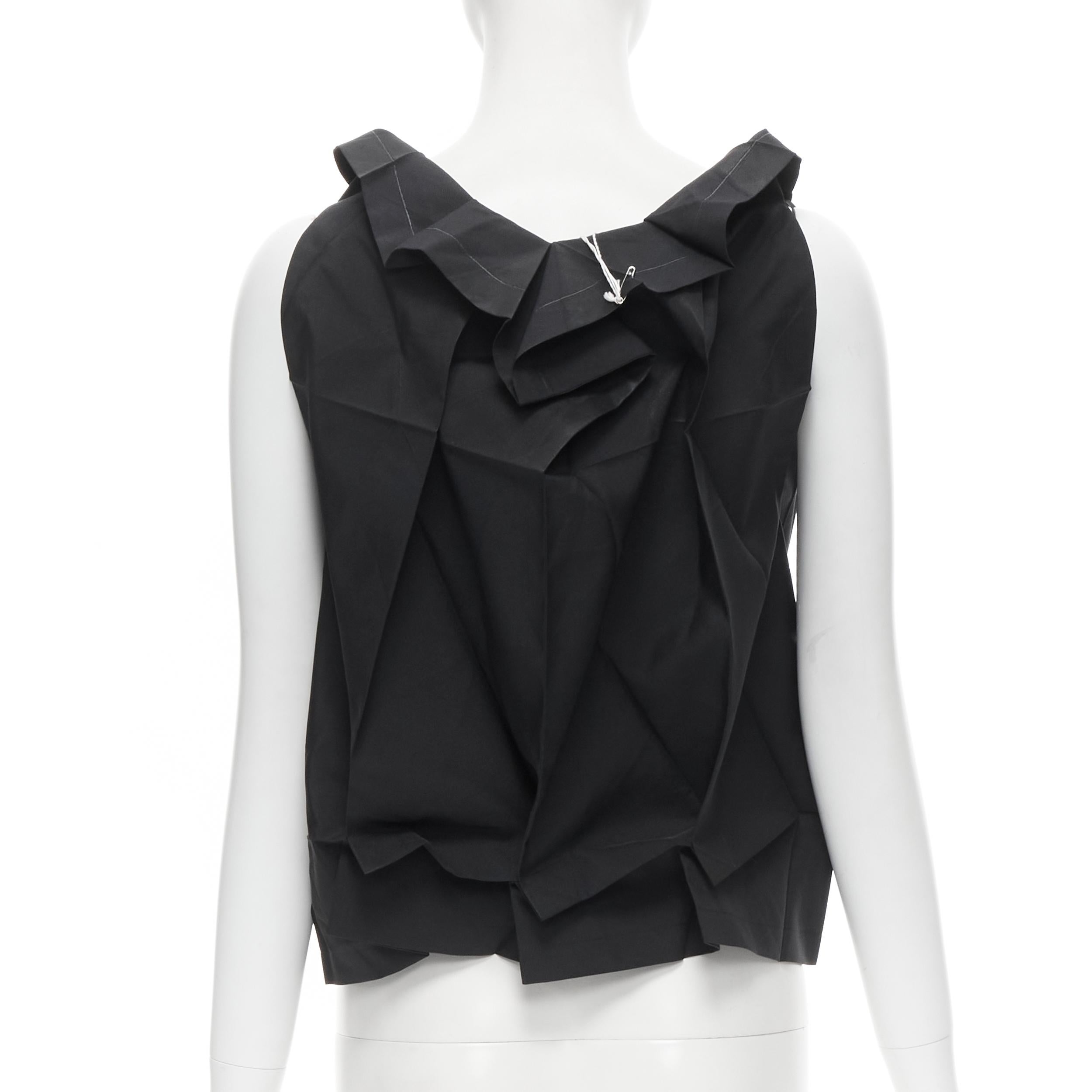Women's new ISSEY MIYAKE 132 5. black coated sheen origami transformable sleeveless top