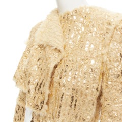 new ISSEY MIYAKE gold foil laminated knitted fuzzy rayon cropped jacket M