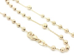 New Italian 14k Gold 17.5" Classic Polished Beads Rosary Necklace Crucifix Cross