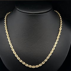 New Italian 14k Yellow Gold 17.5" Puffed Polished Cable Link Chain Necklace