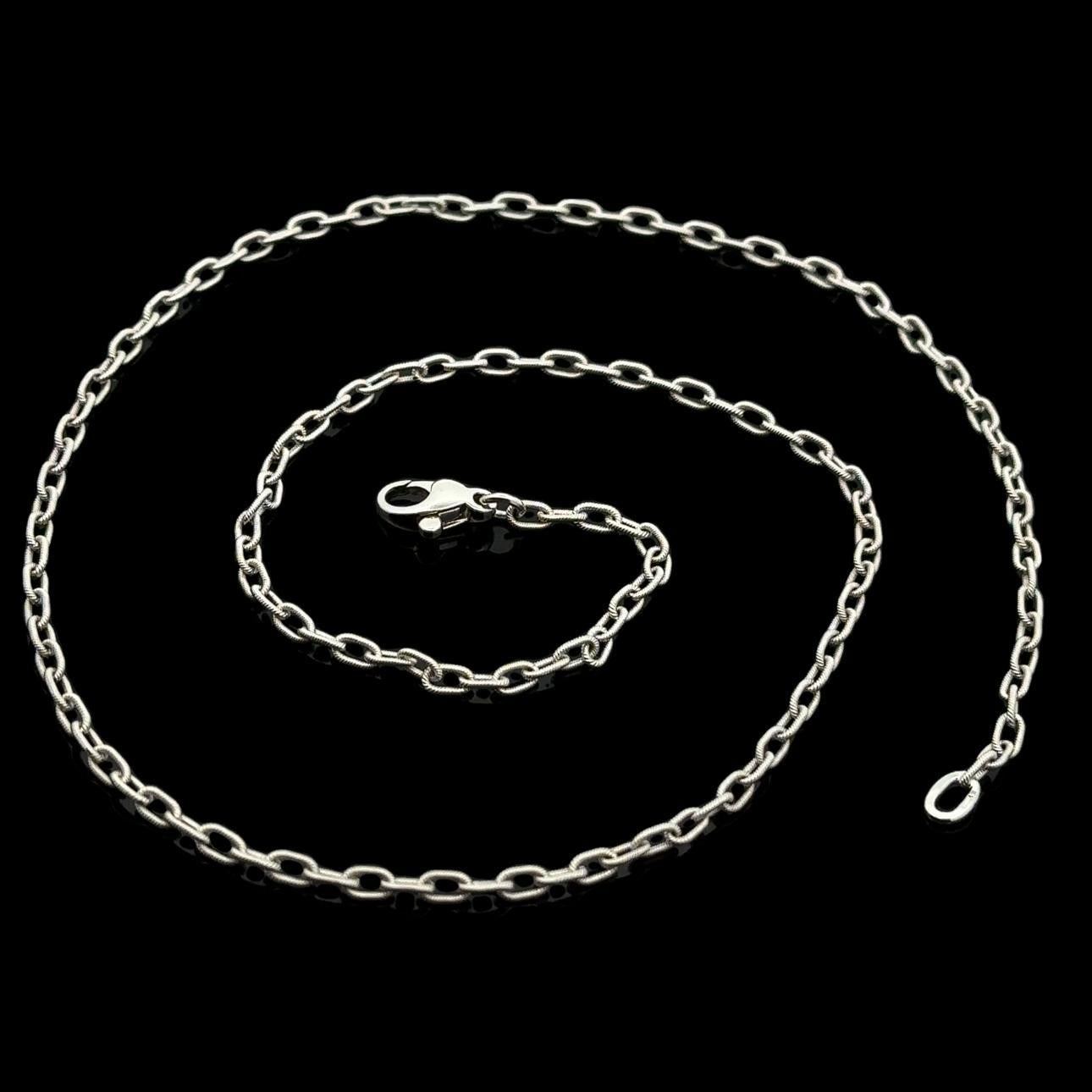 Chaîne de collier italienne en or blanc 18 carats, câble torsadé mat de 18 pouces en vente 2
