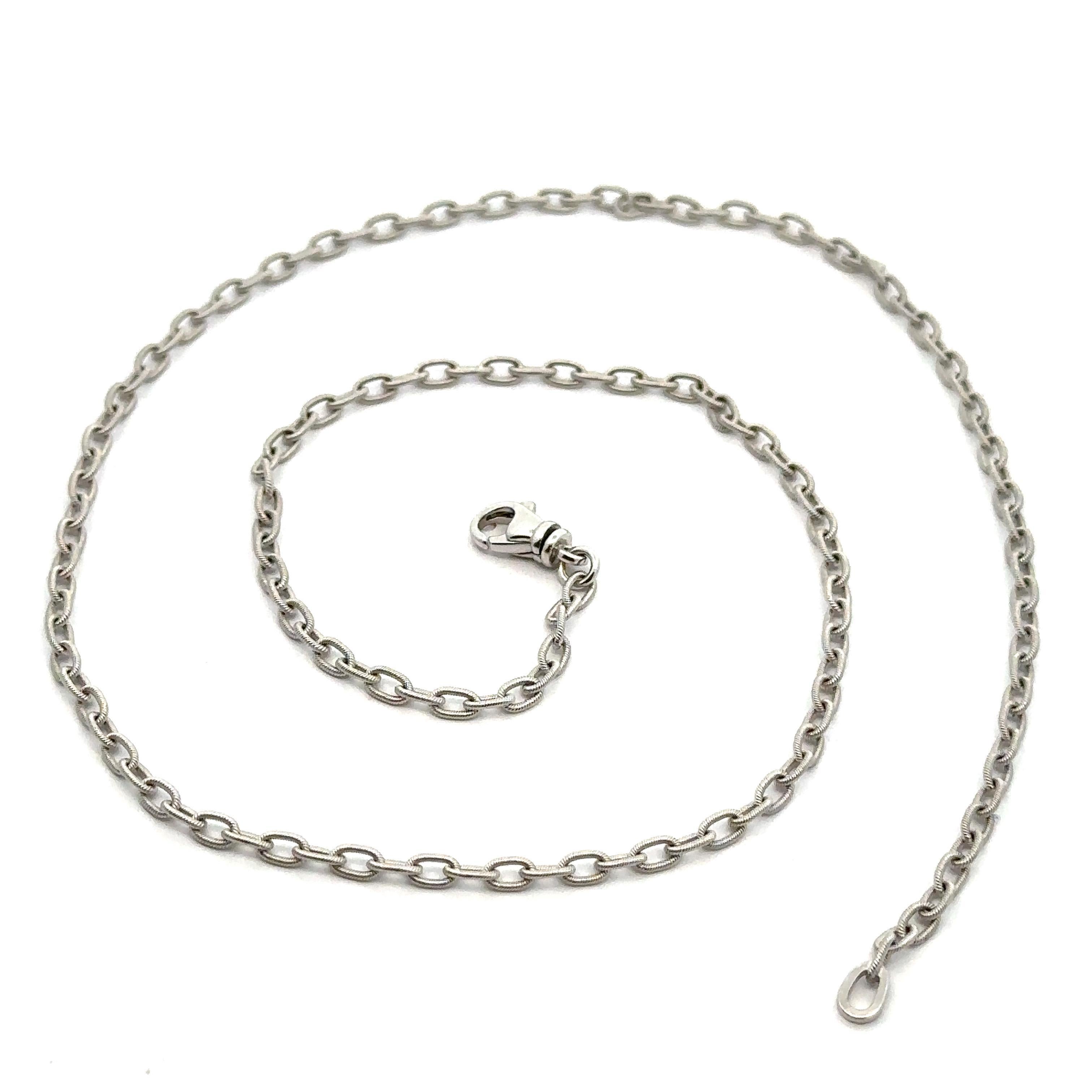 Chaîne de collier italienne en or blanc 18 carats, câble torsadé mat de 18 pouces en vente 2