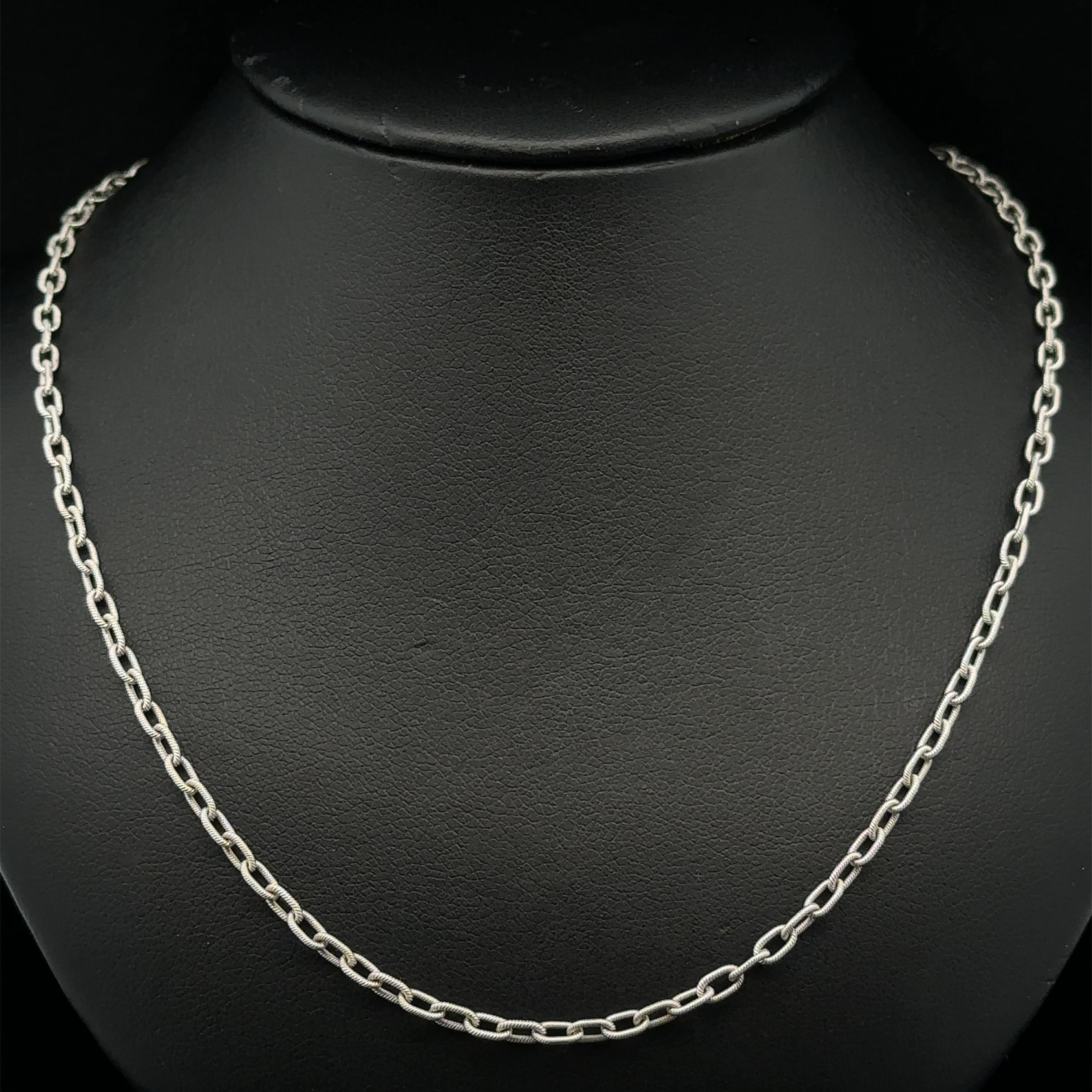 Chaîne de collier italienne en or blanc 18 carats, câble torsadé mat de 18 pouces en vente 3