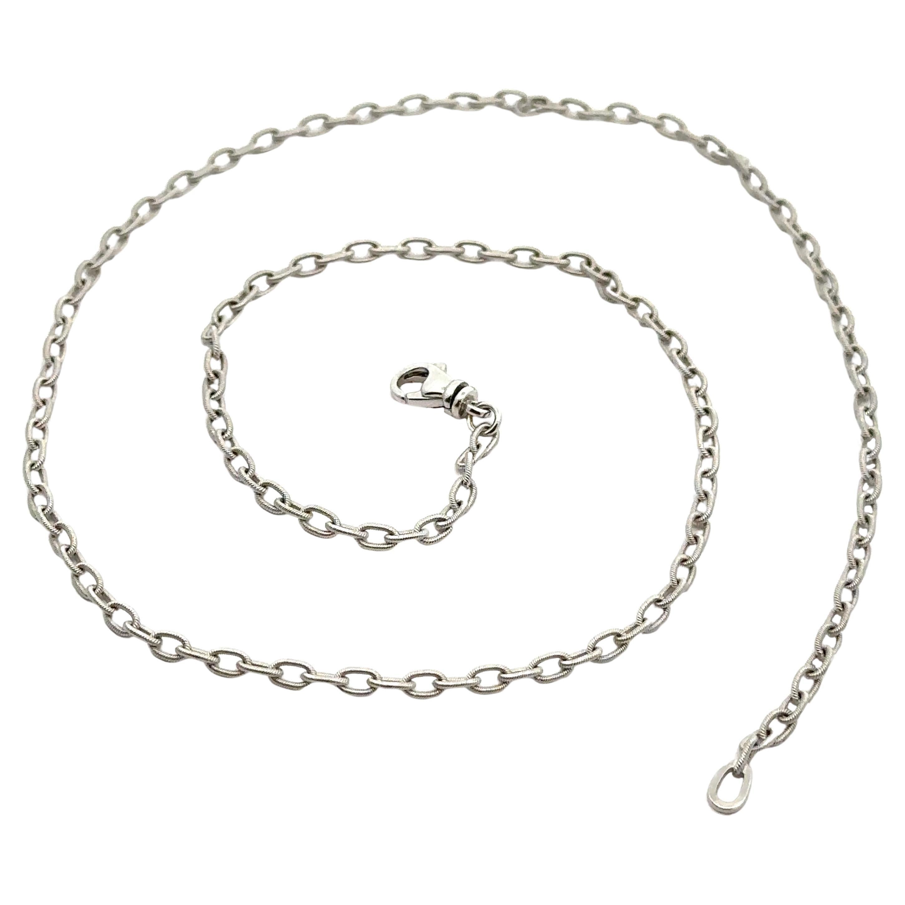 Nuevo collar italiano de cadena de eslabones de alambre trenzado mate de 18" de oro blanco de 18 quilates