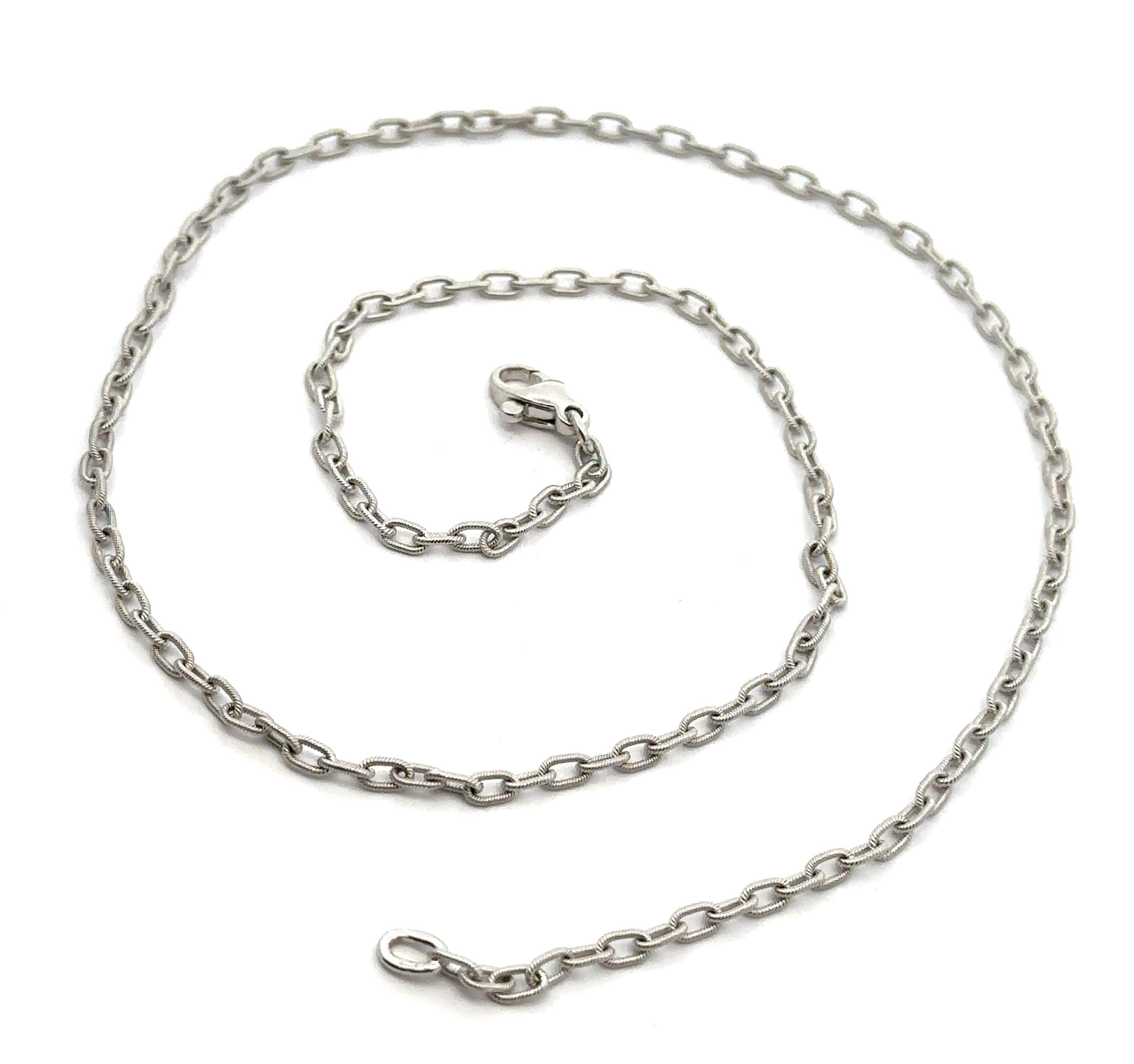 Neu Italienische 18 Karat Weißgold 18" Matte gedrehte Draht-Kabel-Gliederkette Gliederkette Halskette