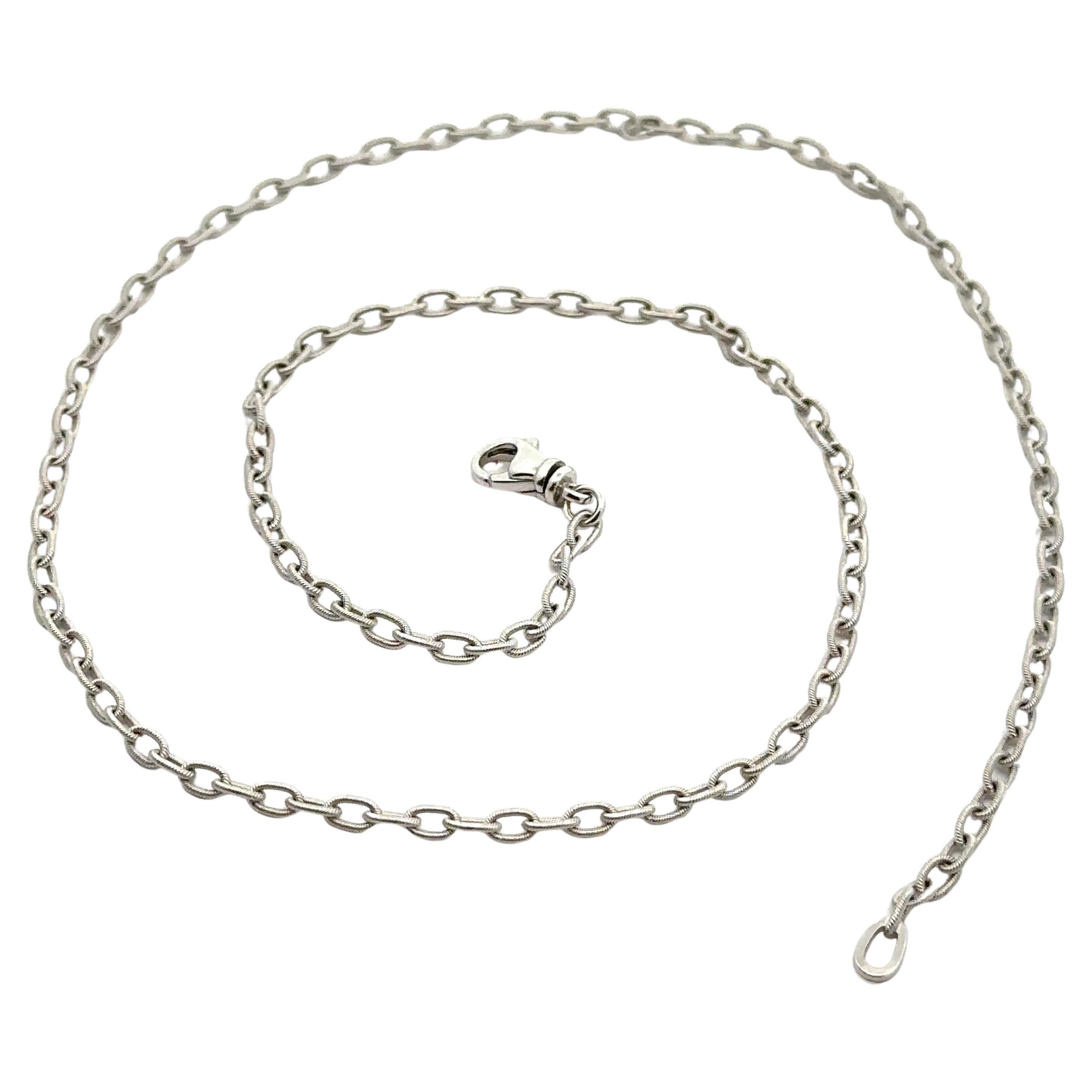 Neu Italienische 18 Karat Weißgold 18" Matte gedrehte Draht-Kabel-Gliederkette Gliederkette Halskette