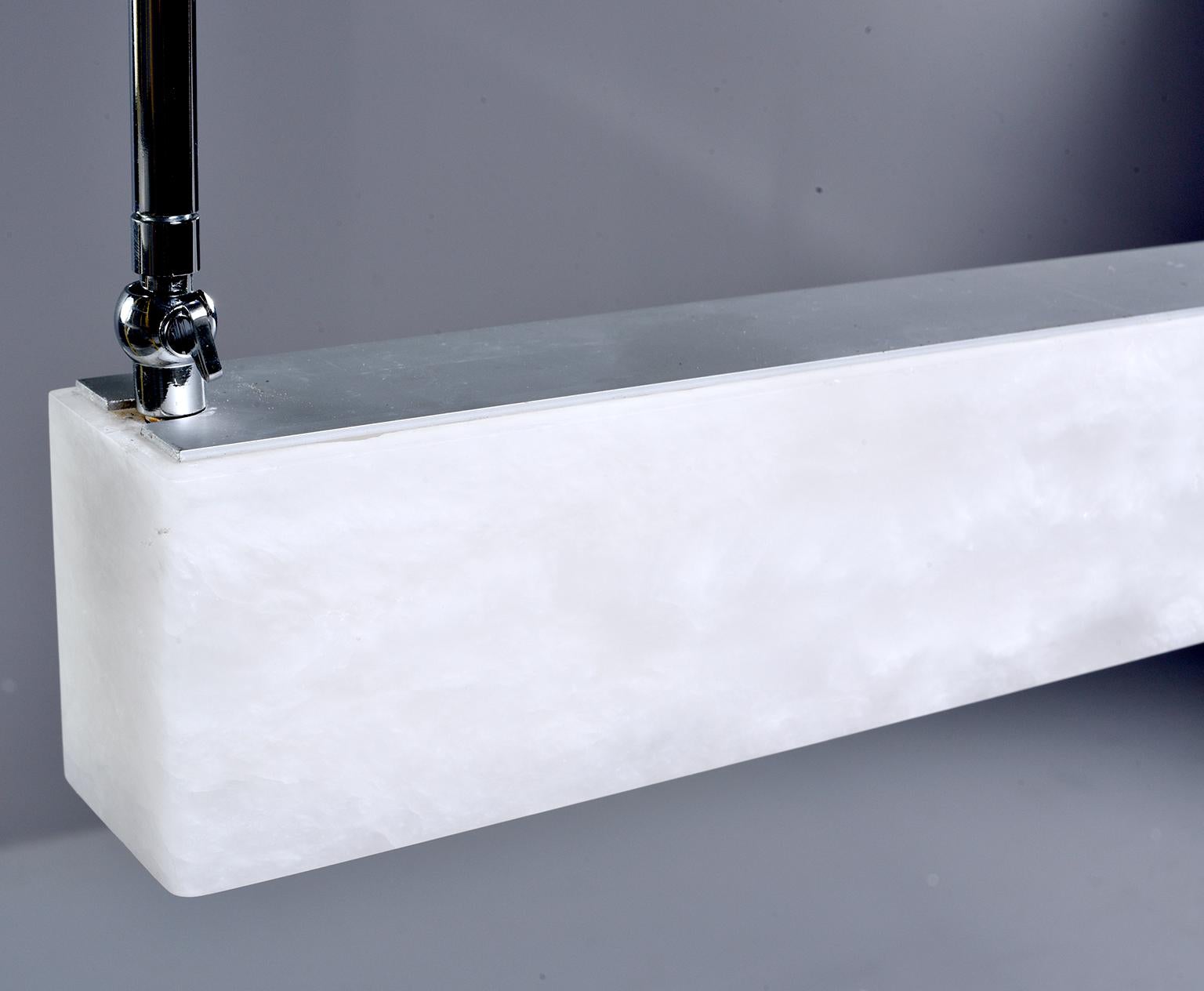 New Italian Alabaster Rectangular Light with Chrome Fittings In New Condition For Sale In Troy, MI