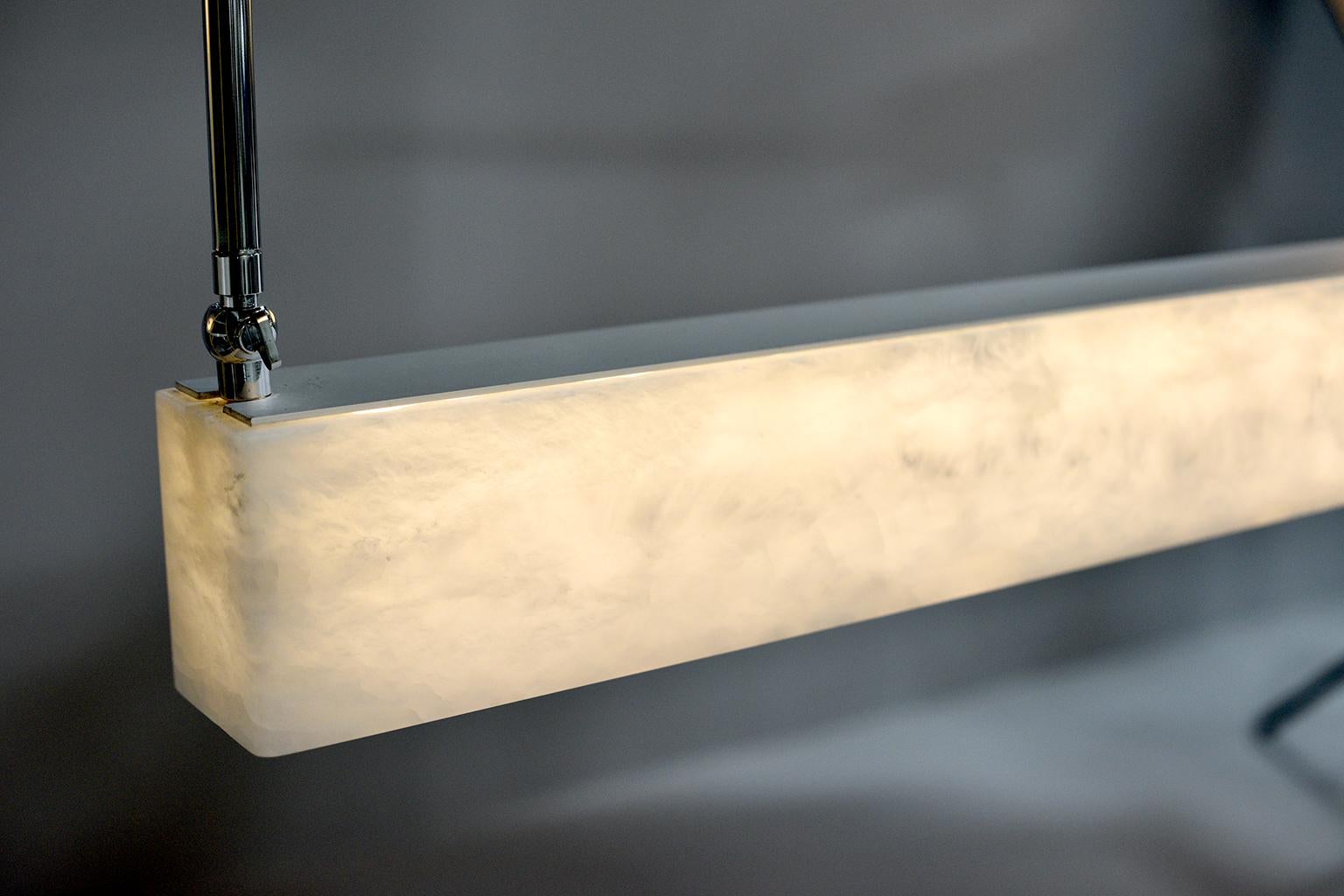 New Italian Alabaster Rectangular Light with Chrome Fittings For Sale 1