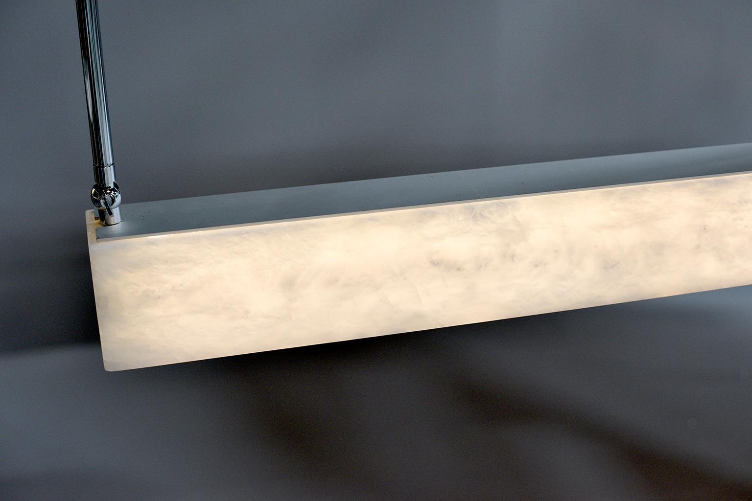 New Italian Alabaster Rectangular Light with Chrome Fittings For Sale 3