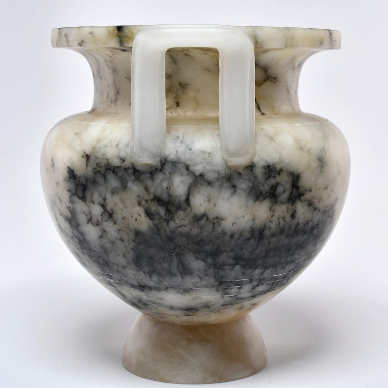 New Italian Carved Alabaster Vase with Handles at 1stDibs