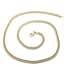 New Italian Classic 14k Yellow Gold 18" Flat Double Curb Link Chain Necklace