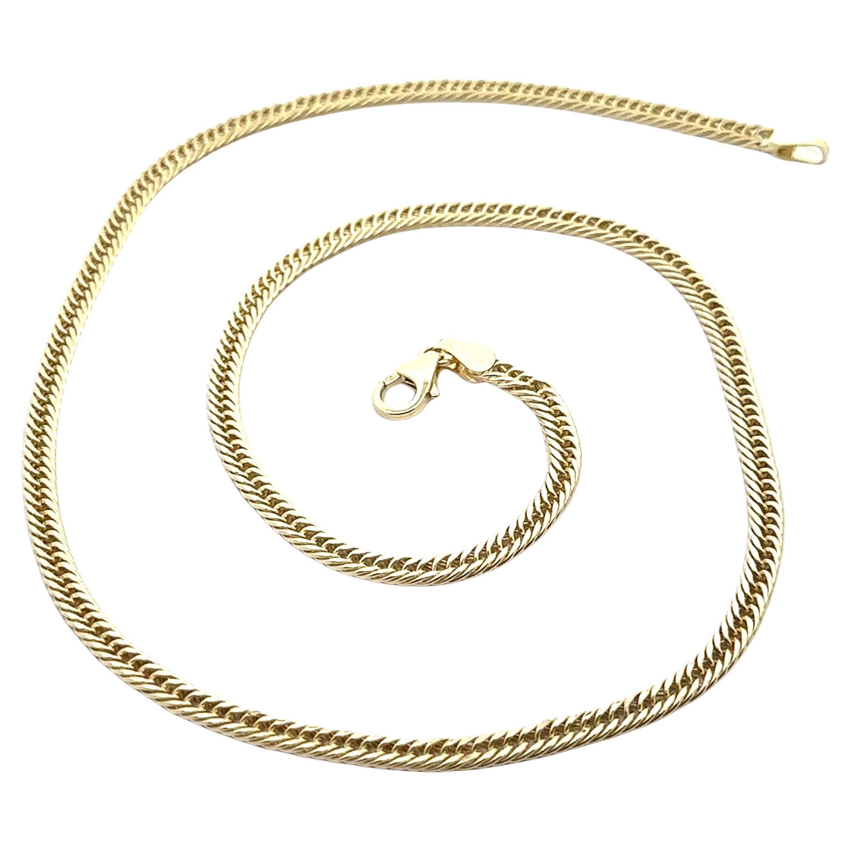 New Italian Classic 14k Yellow Gold 18" Flat Double Curb Link Chain Necklace