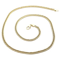 New Italian Classic 14k Yellow Gold 18" Flat Double Curb Link Chain Necklace