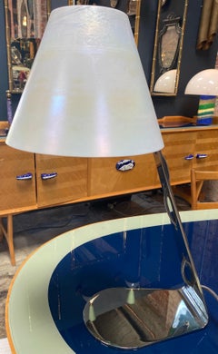 New Italian Midcentury Chrome and Murano Glass Desk Lamp, 2000s