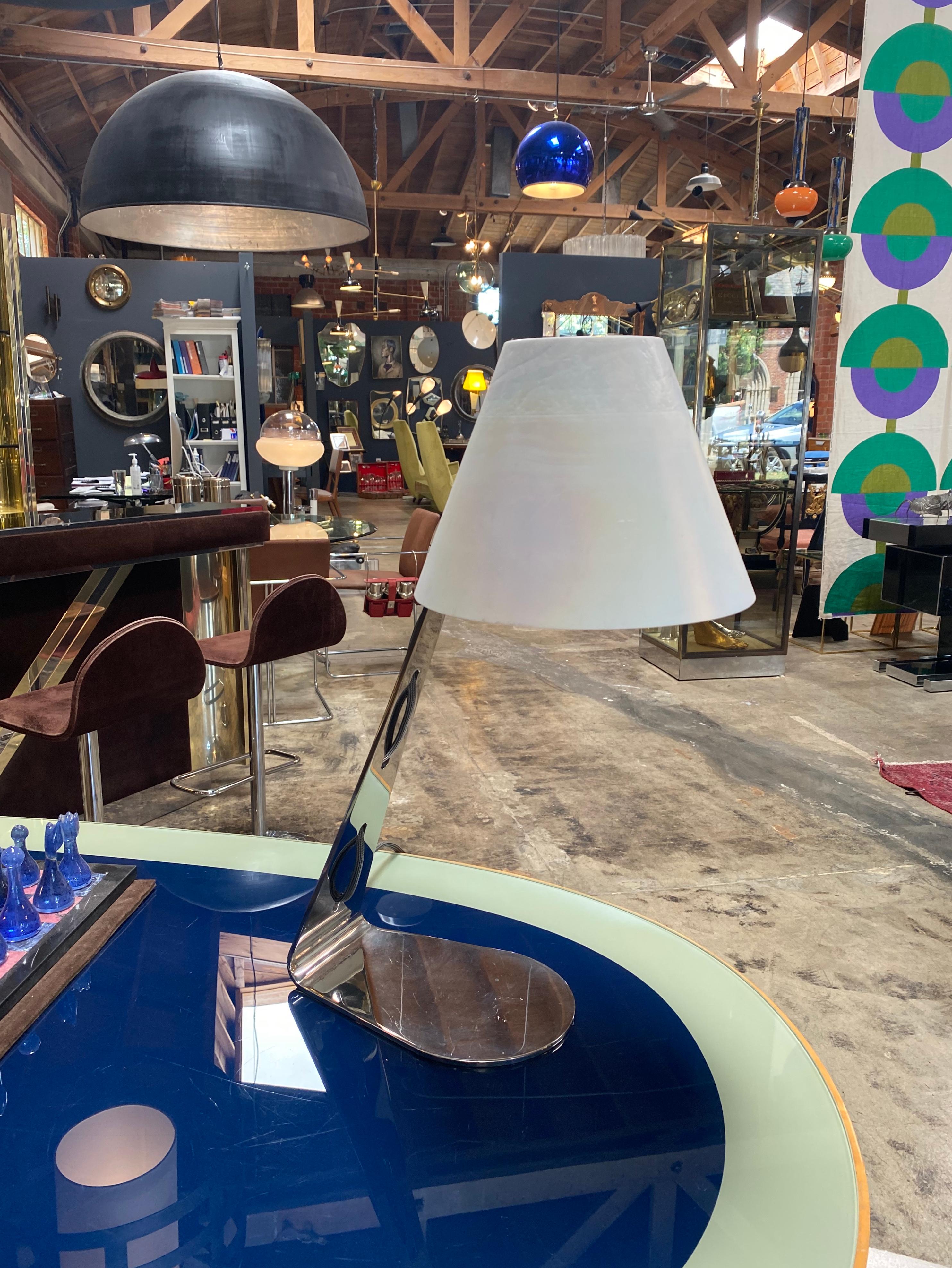 Modern New Italian Midcentury Chrome and Murano Glass Desk Lamp, 2000s For Sale