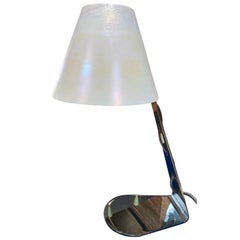 Nouvelle lampe de bureau italienne du milieu du siècle dernier en chrome et verre de Murano, années 2000