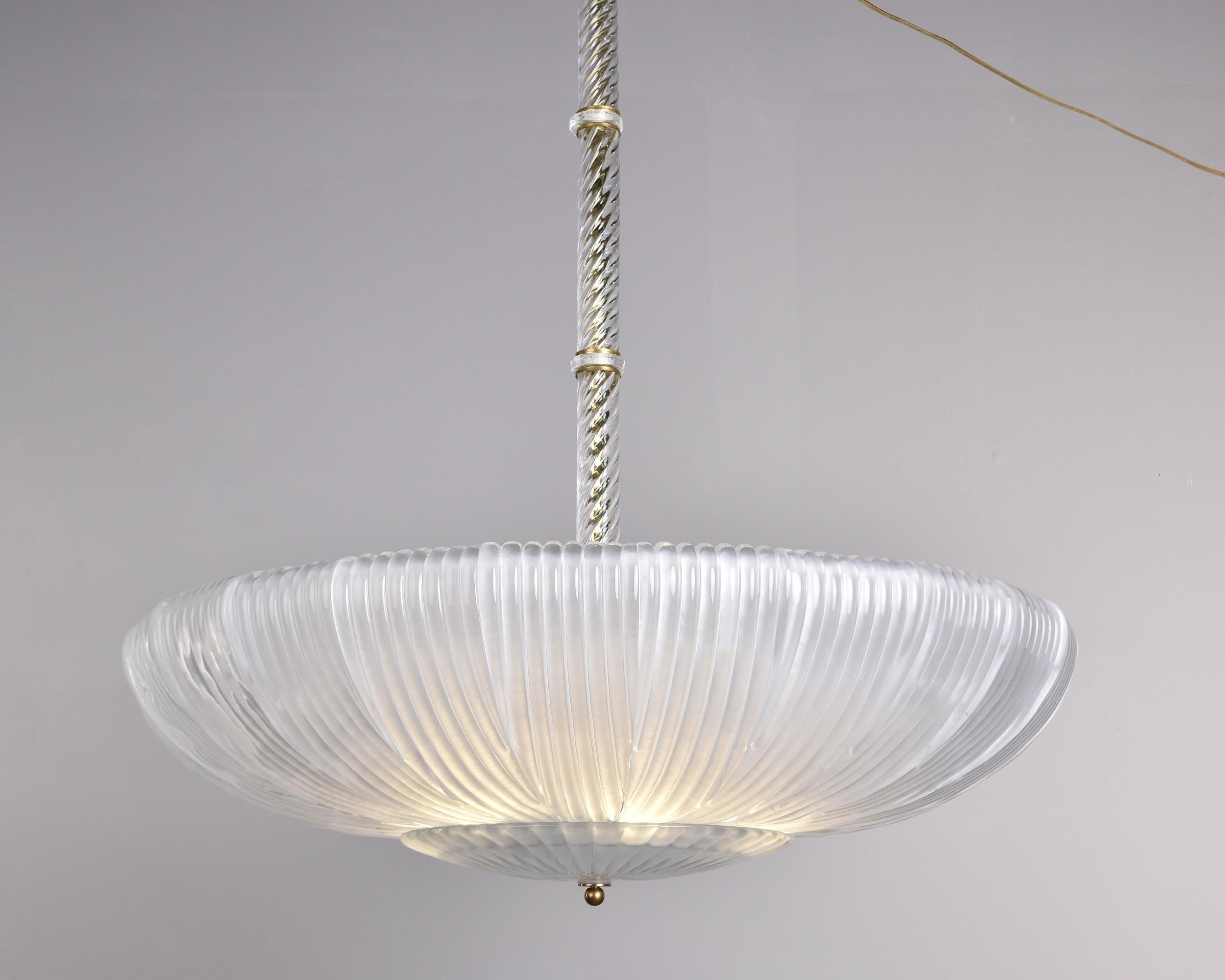 New Italian Murano Glass Umbrella Style Six Light Pendant Fixture 4