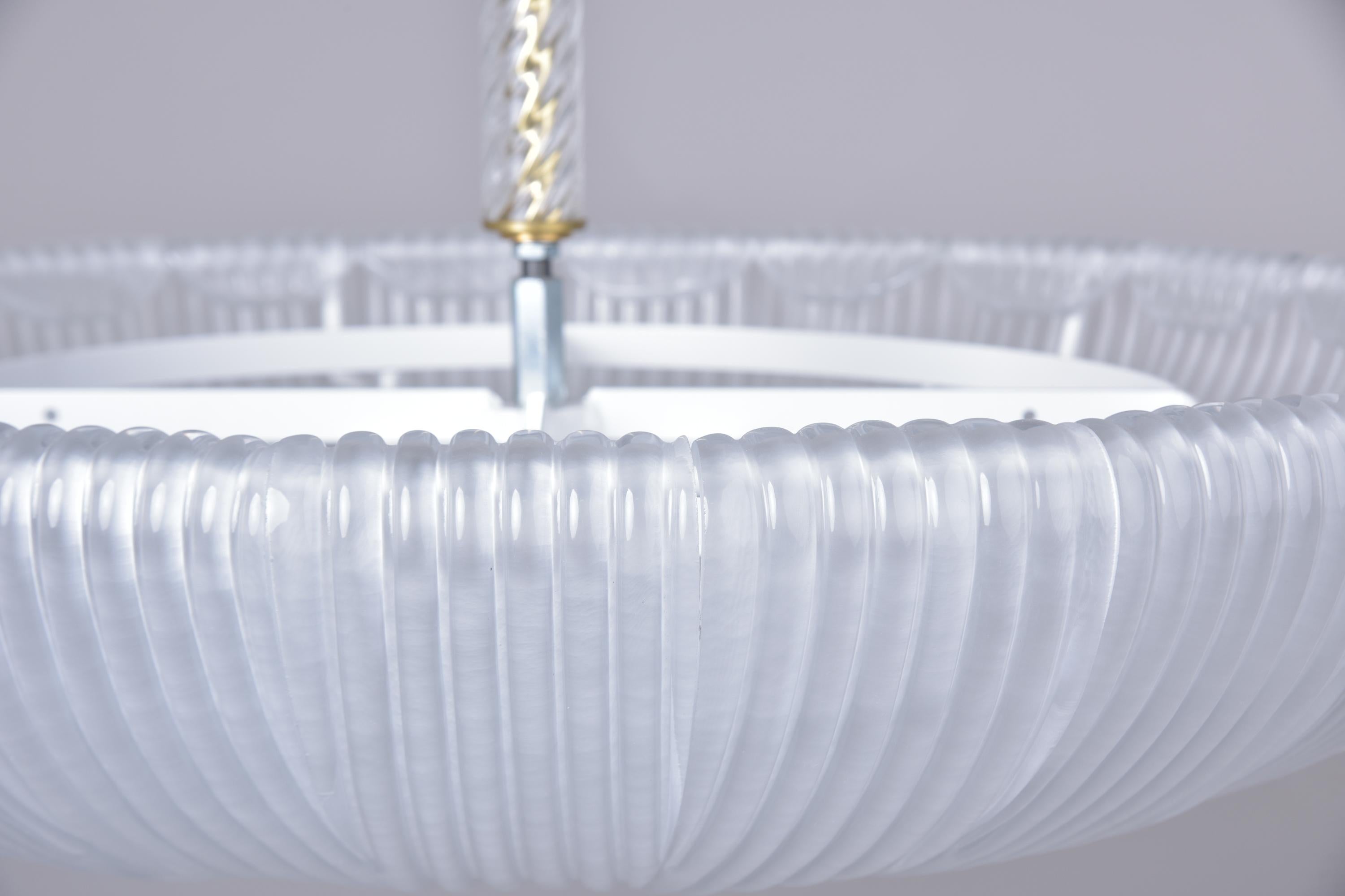 New Italian Murano Glass Umbrella Style Six Light Pendant Fixture In New Condition In Troy, MI
