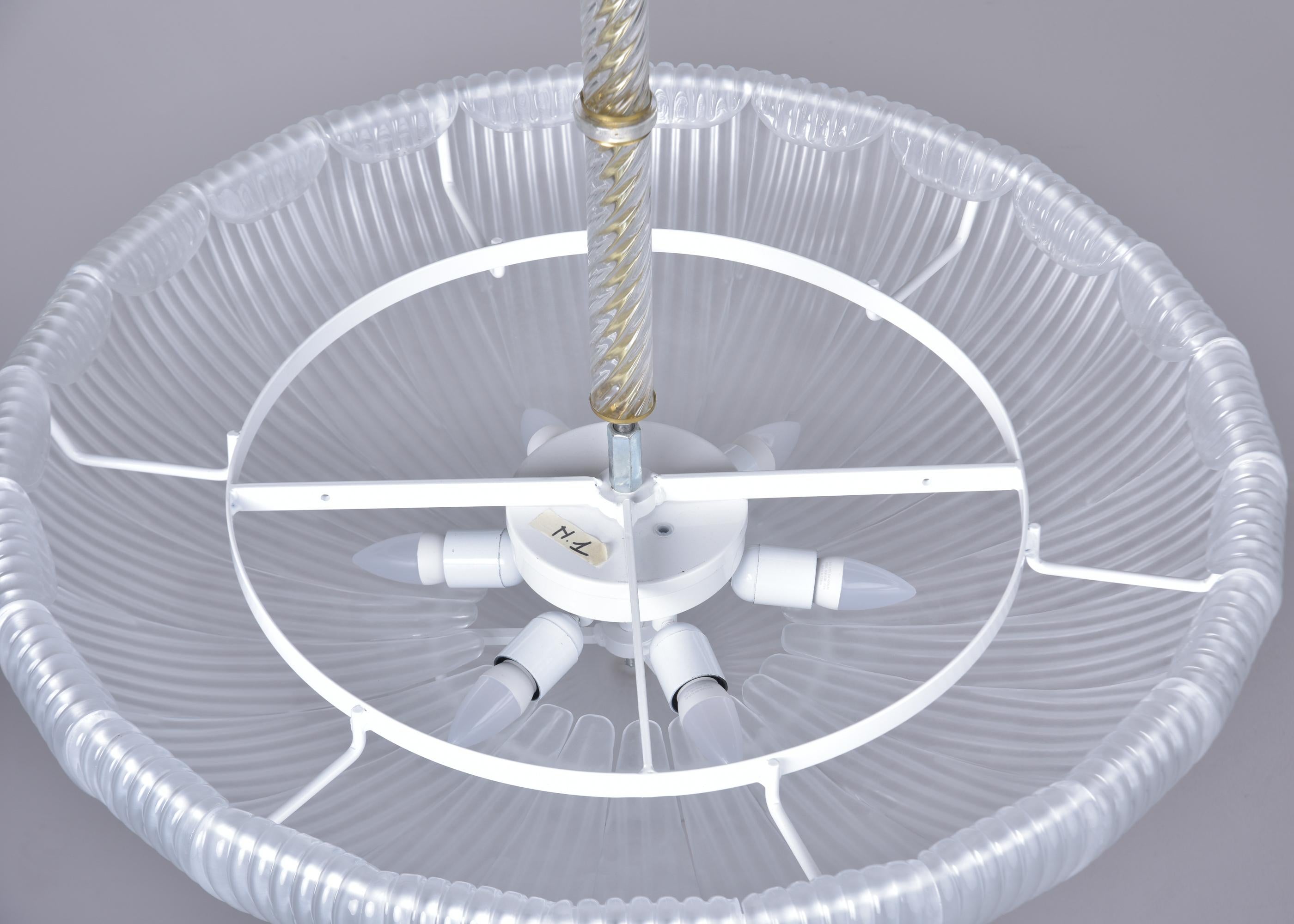 Contemporary New Italian Murano Glass Umbrella Style Six Light Pendant Fixture