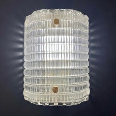 New Italian Organic Modern Crystal Molded Pattern Murano Glass Brass Wall Lights