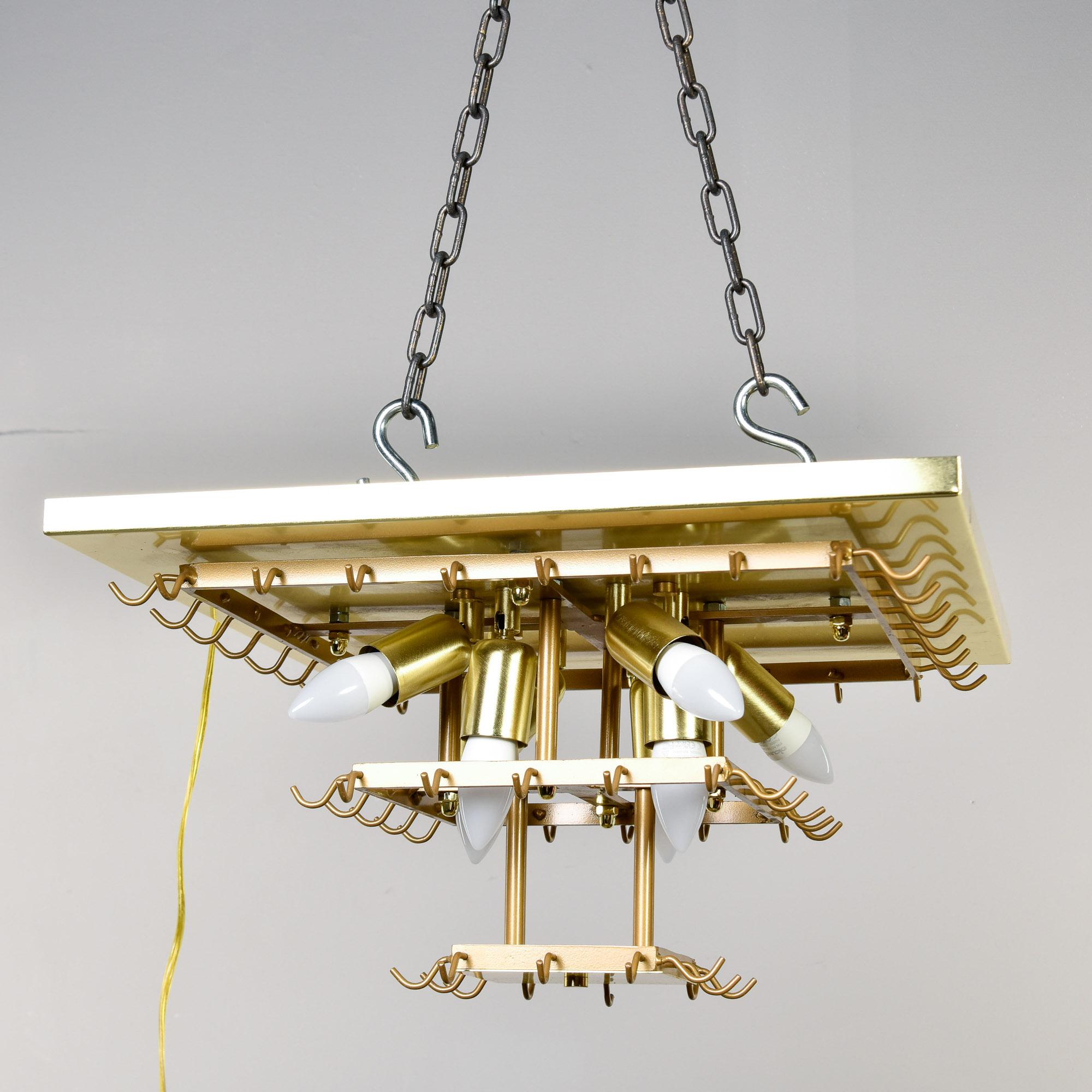 New Italian Three Tier Green Glass and Brass 8 Light Flush Mountture (luminaire encastré à trois niveaux en verre vert et en laiton) en vente 4