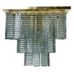 Neue italienische dreistöckige Grünglas- und Messing 8 Light Flush Mount Leuchte