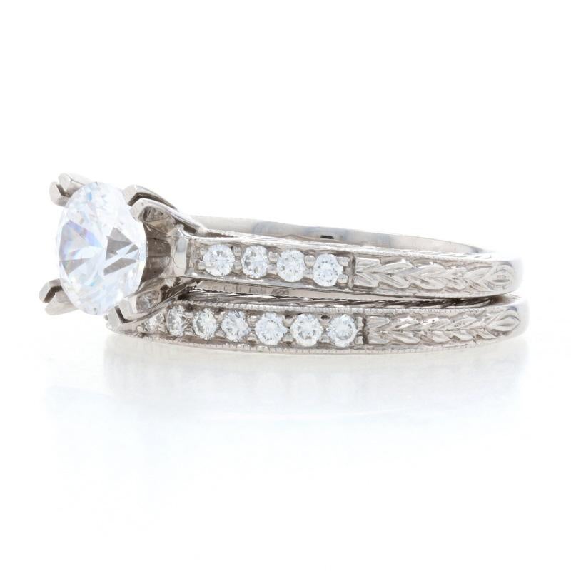 New Jabel Semi-Mount Engagement Ring & Wedding Band, 18k Gold Diamonds .32ctw For Sale 1