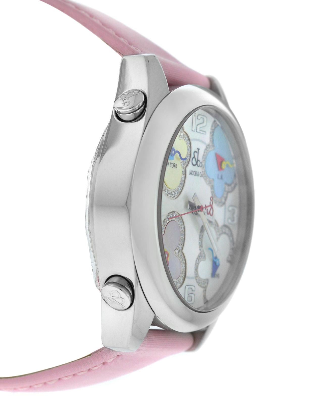 Modern New Jacob & Co. Five 5 Time Zone Steel Diamond Watch For Sale