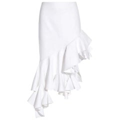 New Jacquemus Asymmetric Ruffle White Skirt FR42 US 8-10