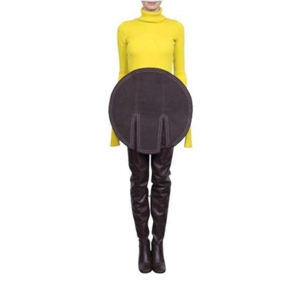 NEW Jacquemus Brown Circle Faux Suede Skirt FR42 US 8-10 For Sale 4