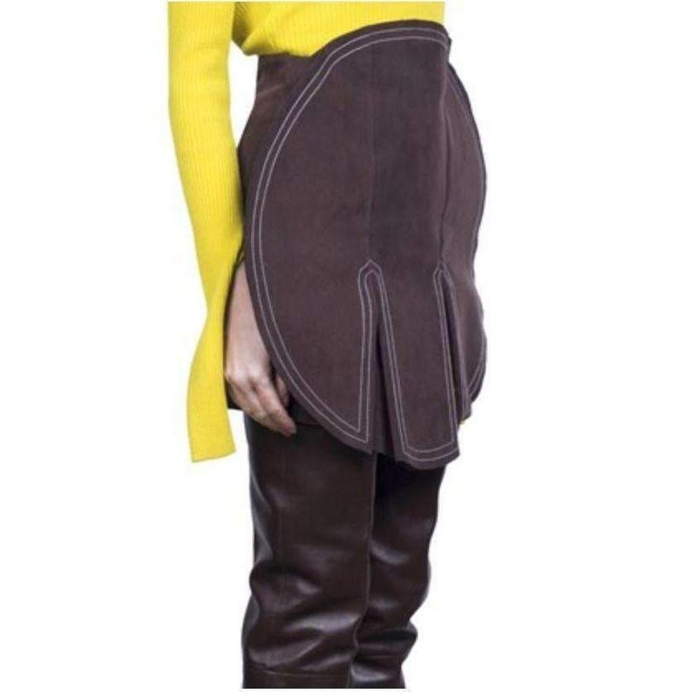 NEW Jacquemus Brown Circle Faux Suede Skirt FR42 US 8-10 For Sale 5