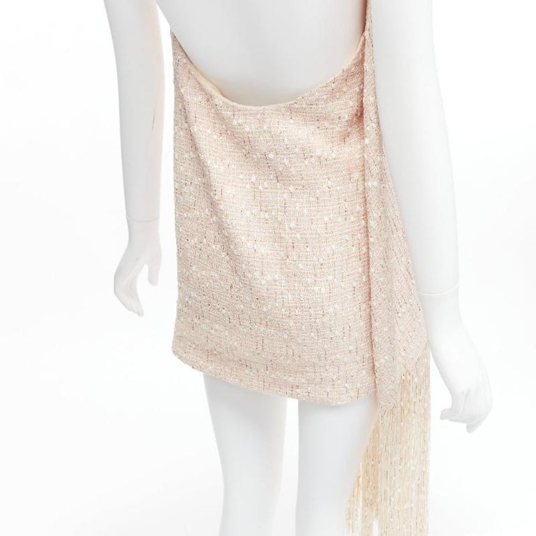 jacquemus la riviera mini dress JACQUEMUS La Riviera Ruched Ivory Tie Detailed Mini Dress Size 38