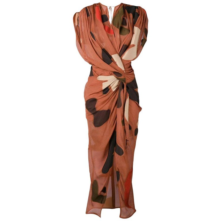 New Jacquemus 'La Robe Henri' Print Drape Midi Dress FR36 US 2-4 For ...