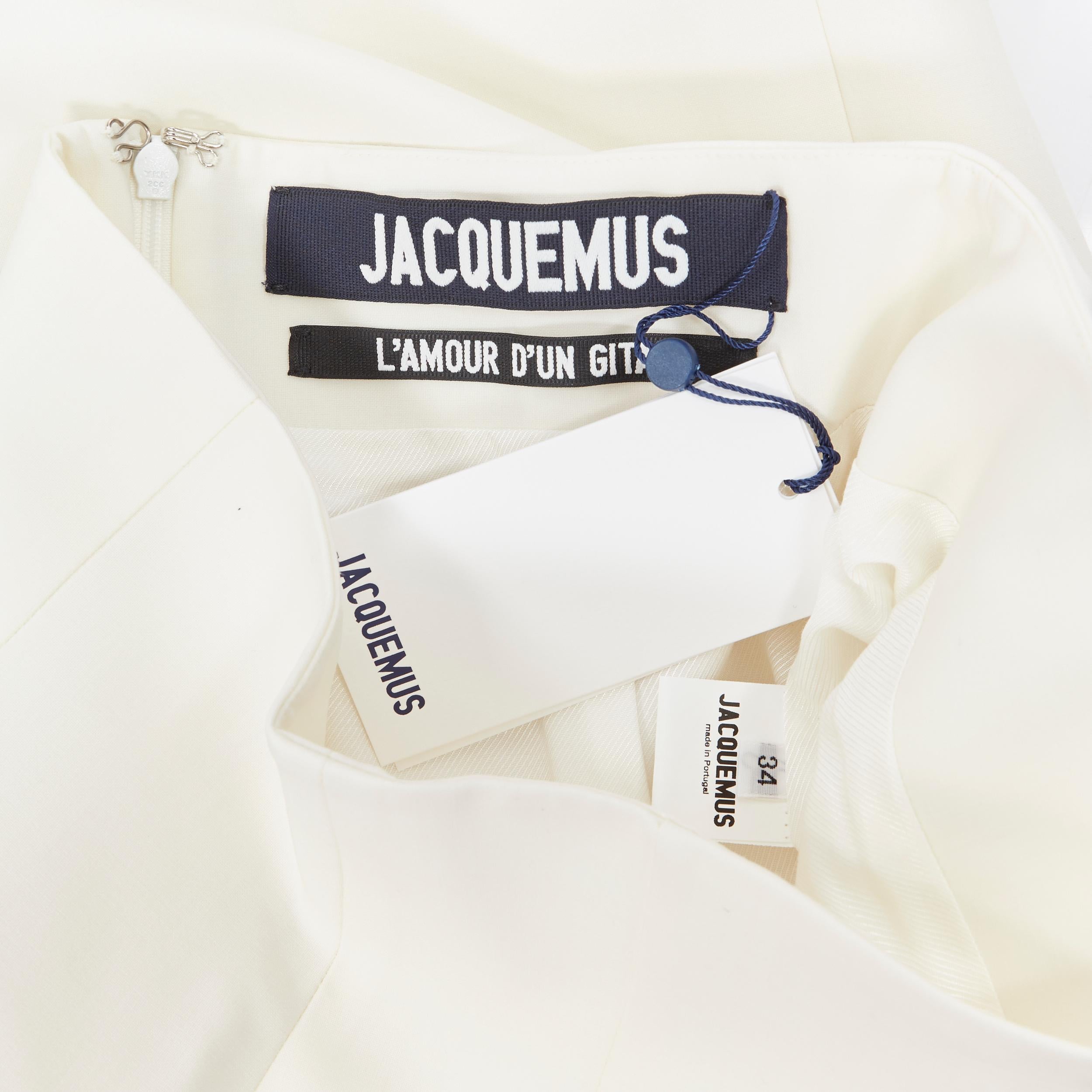 new JACQUEMUS L'amour D'un Gitan cream viscose cotton pleated ruffle skirt FR34 2