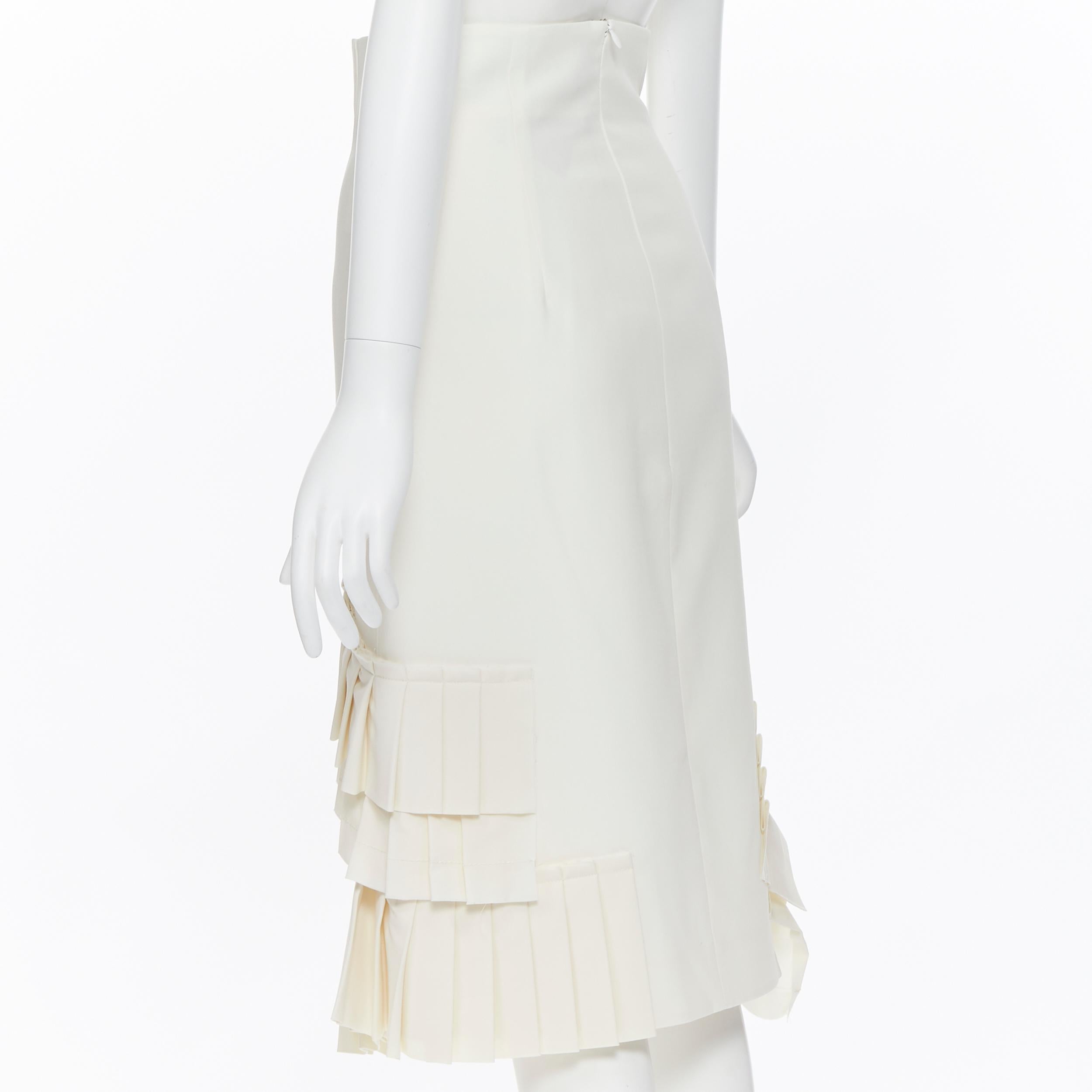 new JACQUEMUS L'amour D'un Gitan cream viscose cotton pleated ruffle skirt FR34 In New Condition In Hong Kong, NT