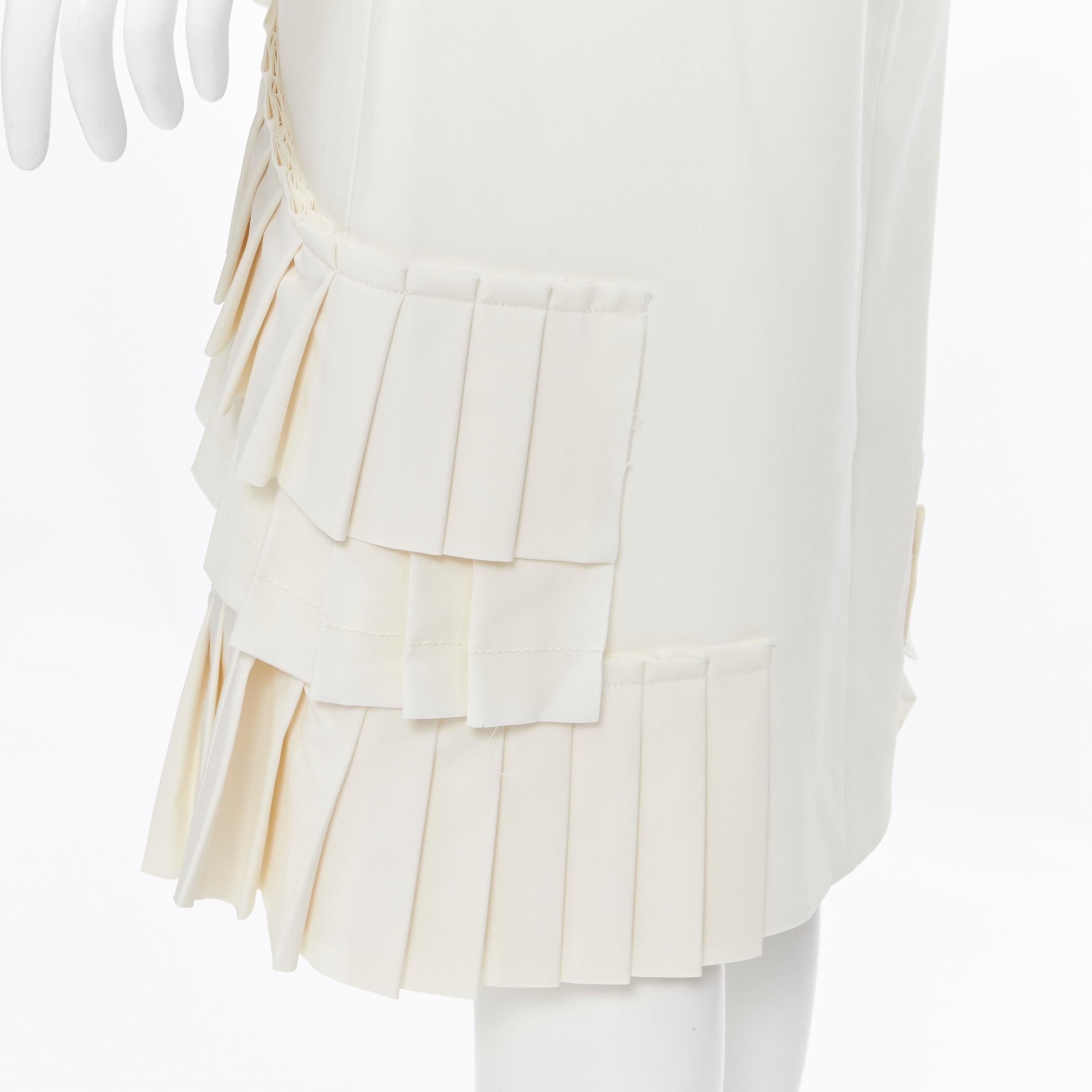 Women's new JACQUEMUS L'amour D'un Gitan cream viscose cotton pleated ruffle skirt FR34