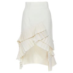 new JACQUEMUS L'amour D'un Gitan cream viscose cotton pleated ruffle skirt FR34