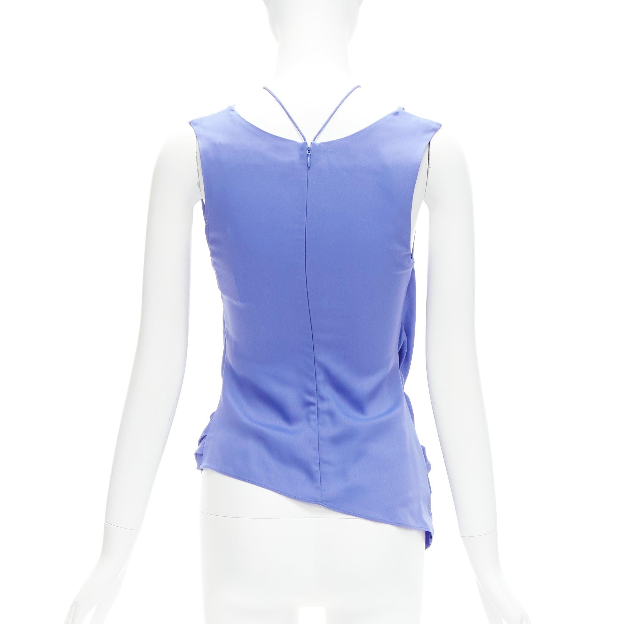 Women's new JACQUEMUS Le Souk blue T bar strap draped vest top FR34 XS