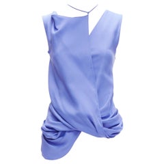nuovo Jacquemus Le Souk blu T bar strap drappeggiato top gilet FR34 XS