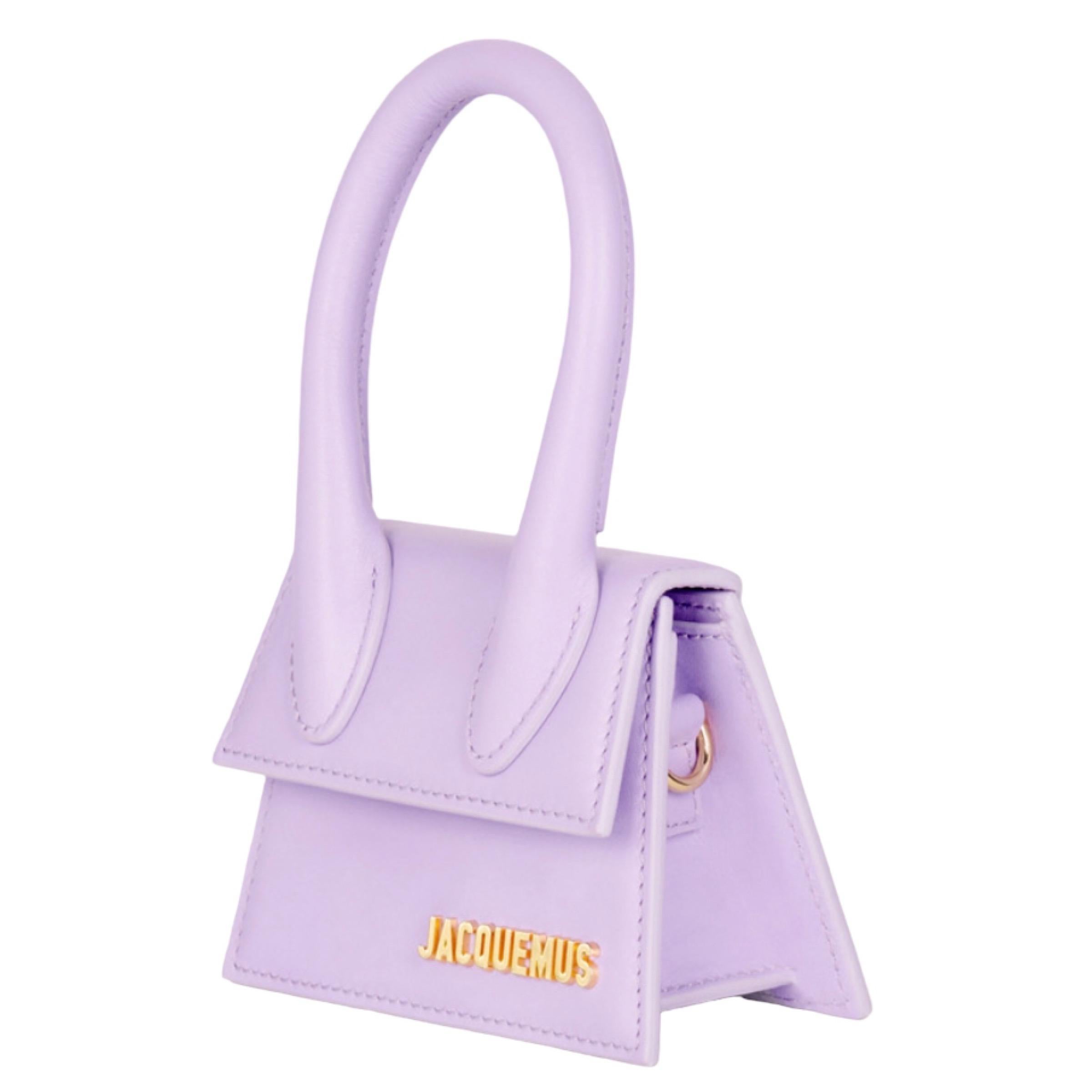 Women's NEW Jacquemus Lilac Le Chiquito Signature Mini Leather Handbag Crossbody Bag For Sale
