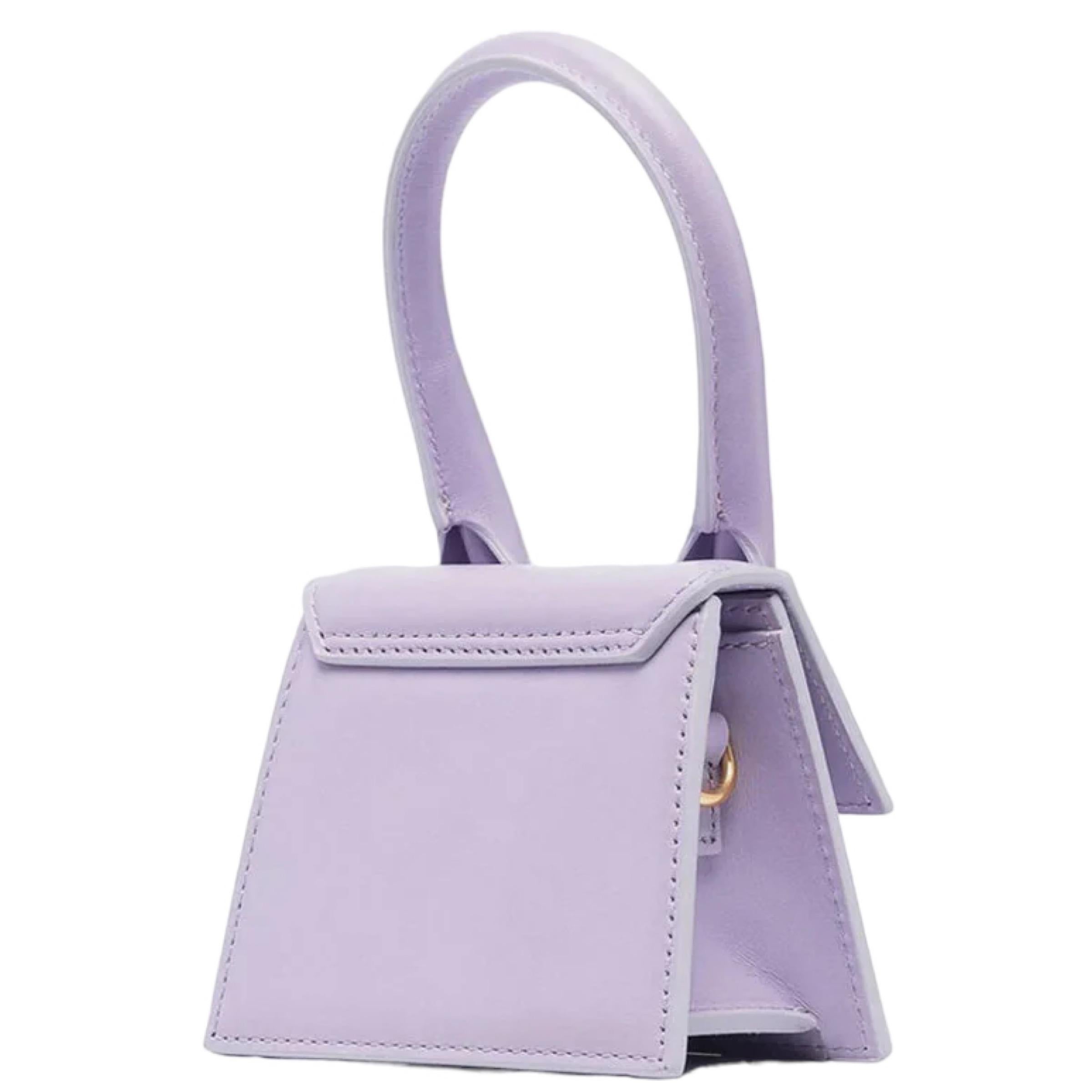 NEW Jacquemus Lilac Le Chiquito Signature Mini Leather Handbag Crossbody Bag For Sale 1