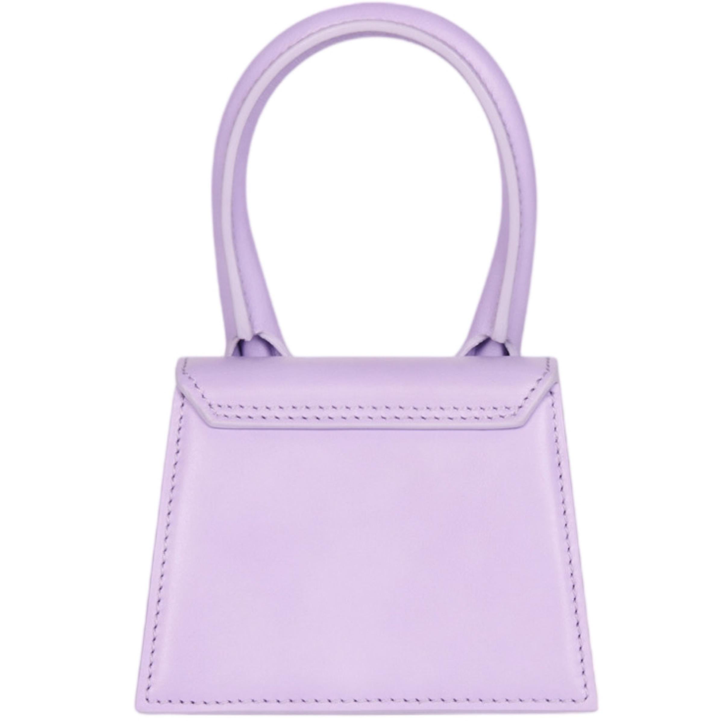 NEW Jacquemus Lilac Le Chiquito Signature Mini Leather Handbag Crossbody Bag For Sale 2