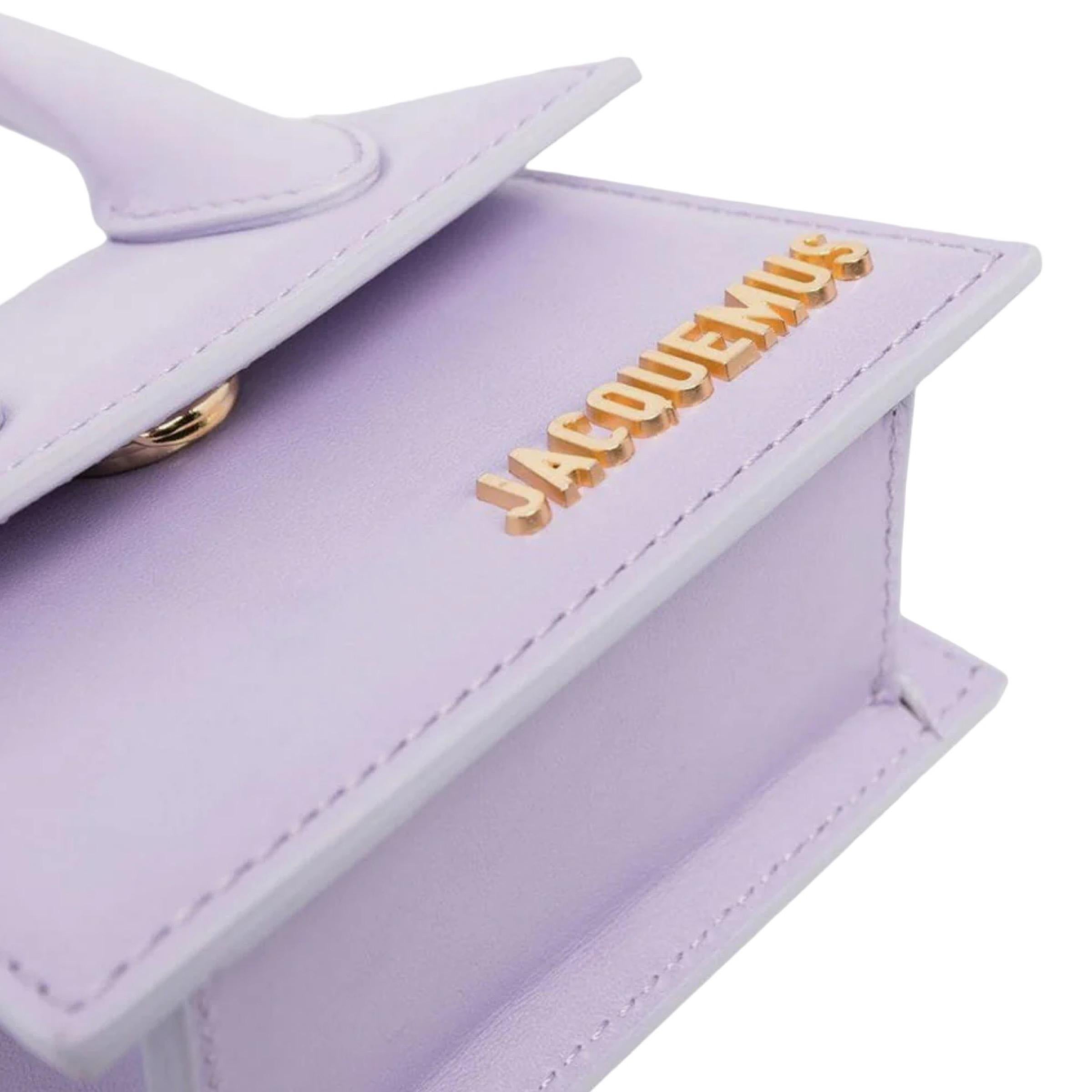 NEW Jacquemus Lilac Le Chiquito Signature Mini Leather Handbag Crossbody Bag For Sale 3