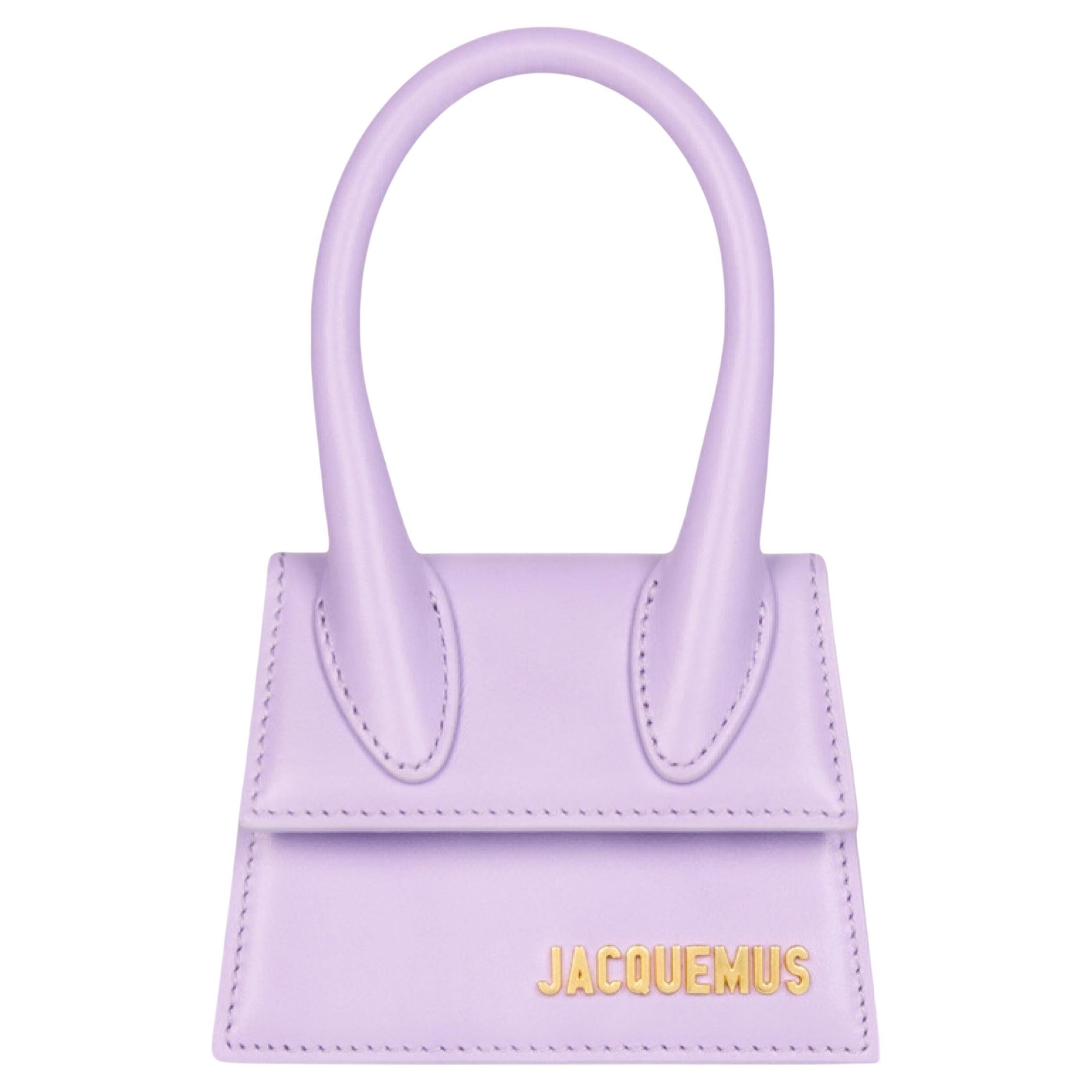 NEW Jacquemus Lilac Le Chiquito Signature Mini Leather Handbag Crossbody Bag For Sale