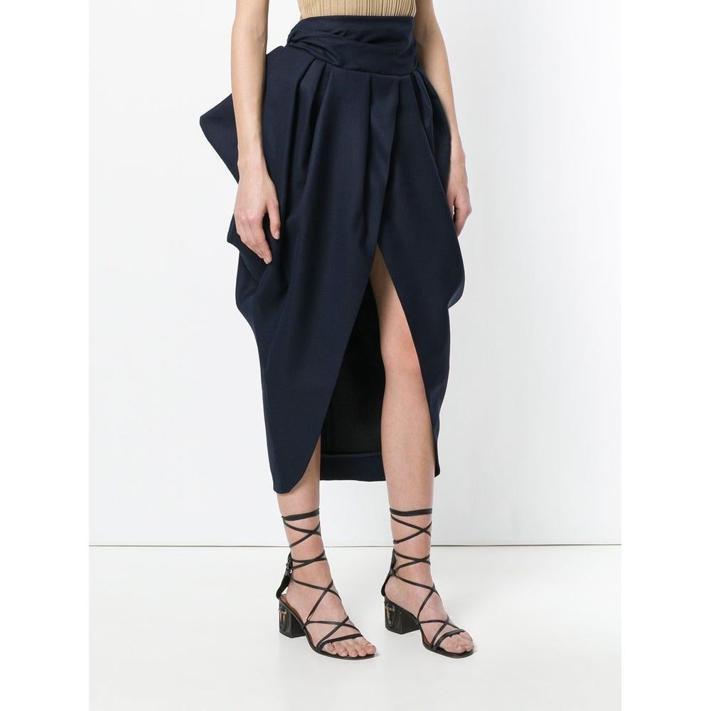 New Jacquemus Navy La Jupe Ilha Midi Skirt FR38 US2-4 In New Condition For Sale In Brossard, QC