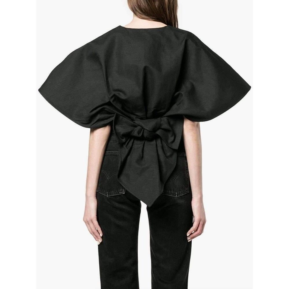 Black New Jacquemus Runway Cropped Bolero Wrap Blouse FR40 US6-8 For Sale