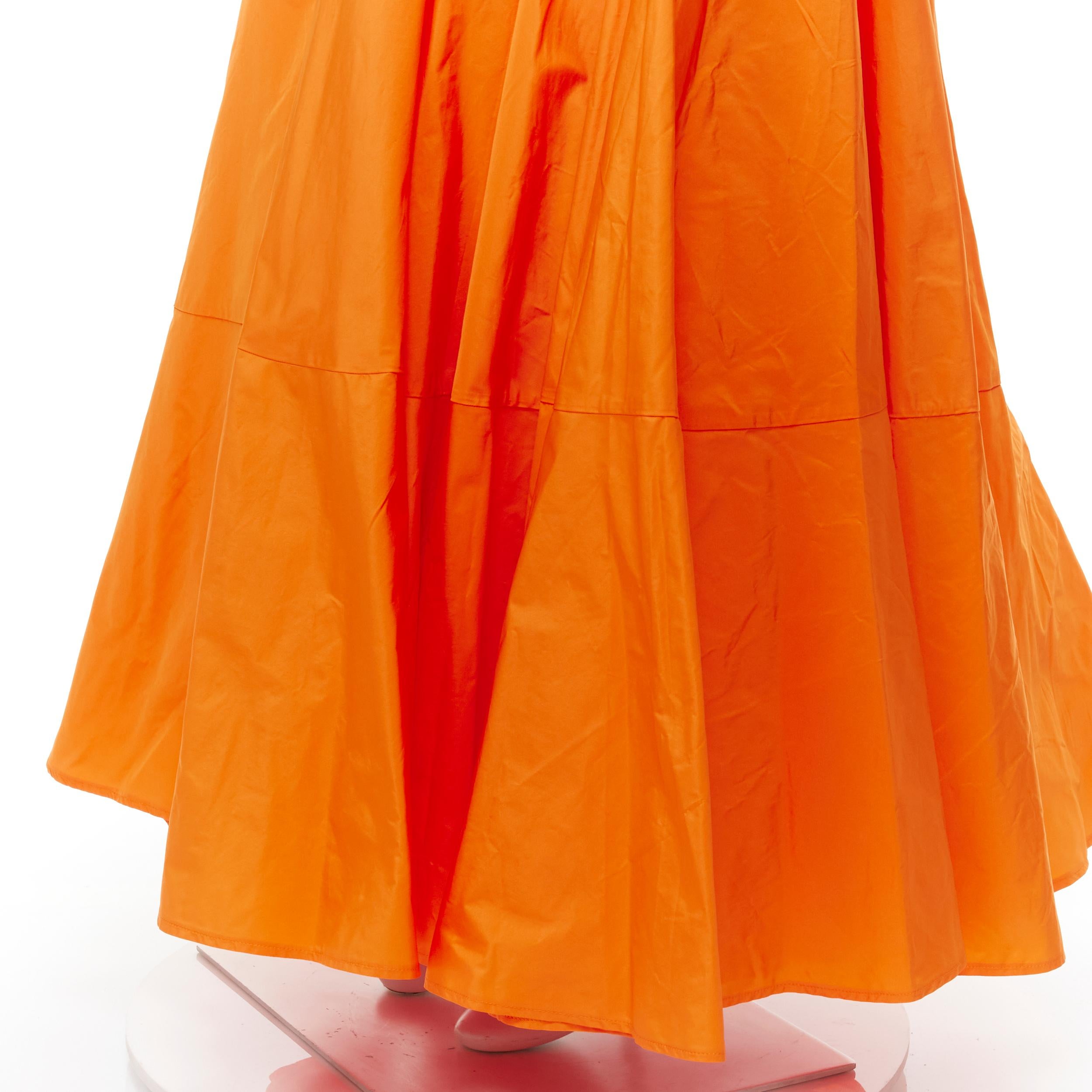 Women's new JACQUEMUS Runway orange long tafetta button front maxi dress gown IT34 XS For Sale