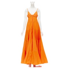 new JACQUEMUS Runway orange long tafetta button front maxi dress gown IT34 XS
