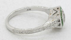 New JBC 14k White Gold 0.38ct Diamond and Tsavorite Cluster Filigree Ring