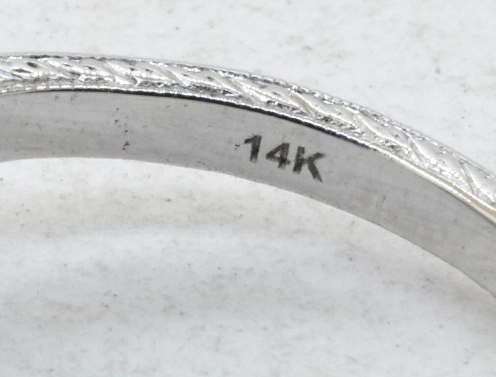 Round Cut New JBC 14k White Gold 0.38ct Diamond and Tsavorite Cluster Filigree Ring For Sale